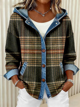 Vintage Plaid Pattern Patchwork Art Cardigan à capuche pour femmes